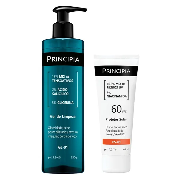Principia Kit Todo Dia c/ Gel de Limpeza GL-01 + Protetor Solar Facial PS-01 FPS 60