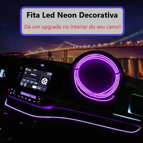 Fita de LED Neon para Painel de Carro 12V (3m ou 5m)