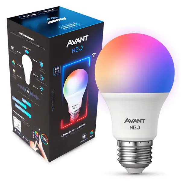 Lampada Led Pera Smart Inteligente Wi Fi 10w RGB Colorido E27 Bivolt 110/220v Branco - Avant Neo