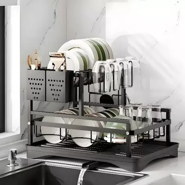 Escorredor de Louças Rack em Aço Carbono – Organizador Preto