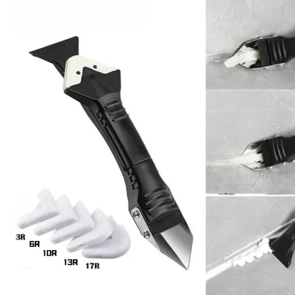 Espátula Rejunte Removedor De Silicone 3 em 1 Raspador Calafetagem Com 5 Tipos De Rarios de acabamento Para Piso Massa