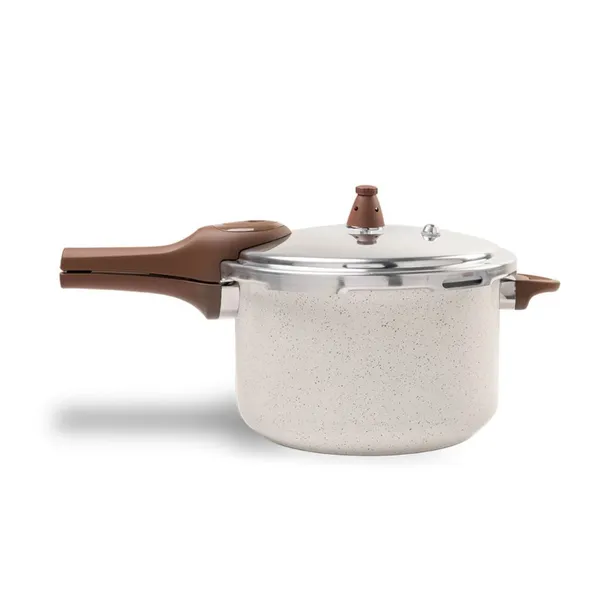 Panela de Pressão 6.8l Brinox Ceramic Life Pressure com Fundo de Indução 24 cm Vanilla