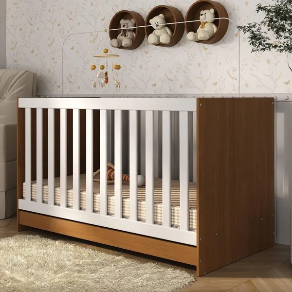 Berço 3 em 1 para  Colchão 130 x 60cm Doce de Leite Multimóveis MP0527R