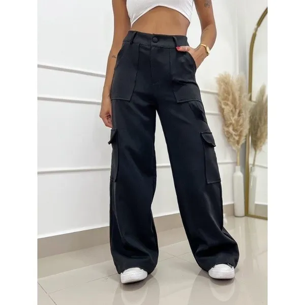 Calça panmtalona Cargo Feminina Tecido Alfaiataria