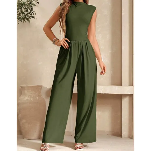 Macacão Feminino Longo Regata Pantalona Com Bolsos Social Luxo