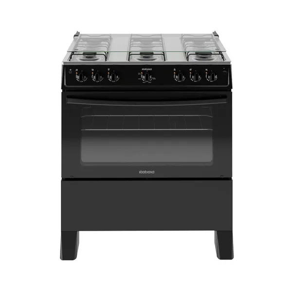 Fogão Itatiaia Star New Piso 6 Bocas Preto ​Mesa de Inox Bivolt 3700000474