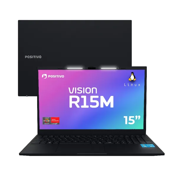 Notebook Vision R15M AMD Ryzen 5-5625U Linux 16GB RAM 512GB SSD Wi-Fi 6 15” IPS
