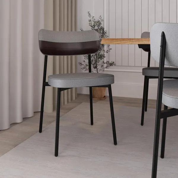 Conjunto 4 Cadeiras de Jantar Tecido Sintetico Alloa Est.Preta