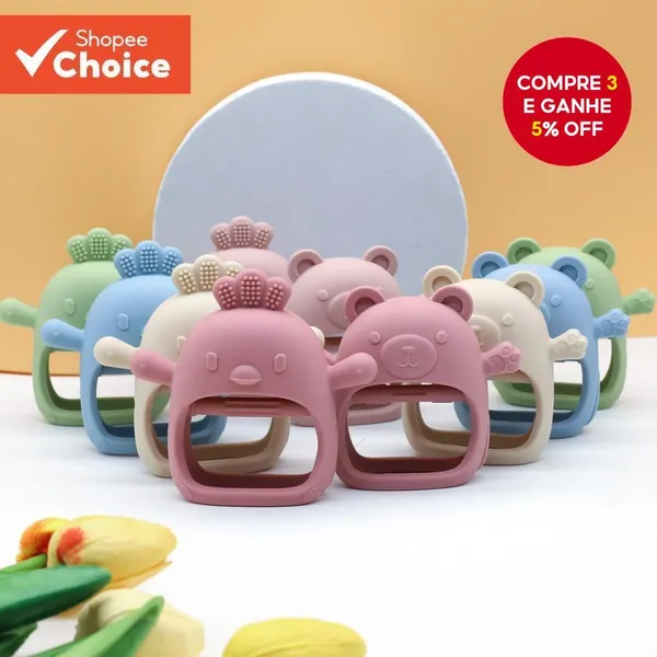 Brinquedo De Dentição De Bebê Adequado Para Luva molar De silicone De Qualidade Alimentar Bebês De 0 A 12 Meses