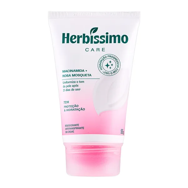 Creme Desodorante Antitranspirante Herbíssimo Care Rosa Mosqueta E Niacinamida Bisnaga 55g