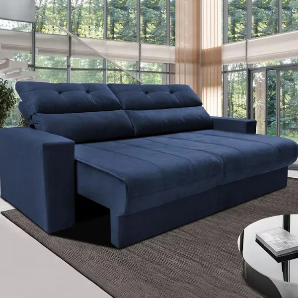 Sofá 3 lugares Cama Clean Retrátil e Reclinável Cama Inbox