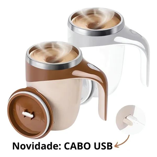 Misturador De Bebidas Caneca Mixer Termica Automatica Magnetica USB 380ml