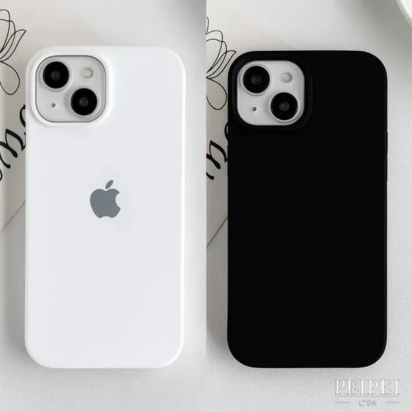 Capa Capinha Silicone Aveludada Cor PRETO BRANCO Para iPhone XR 11 12 13 14 15 16 17 PRO MAX PLUS
