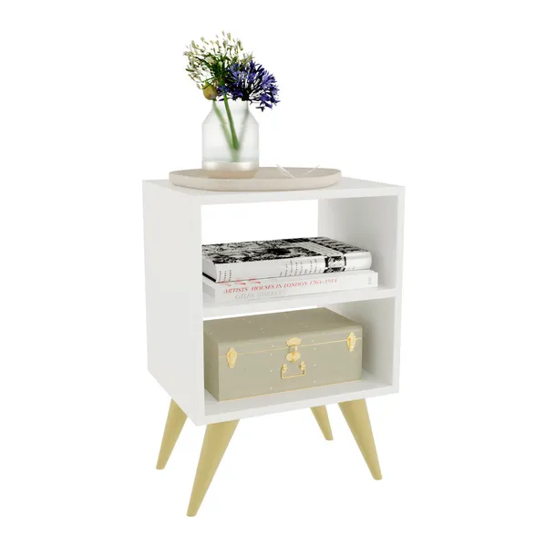Mesa de Cabeceira  Retrô Compacta com Nicho!