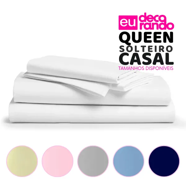Lençol Sem Elástico Percal Aveludado 400 Fios - Queen/Casal/Solteiro
