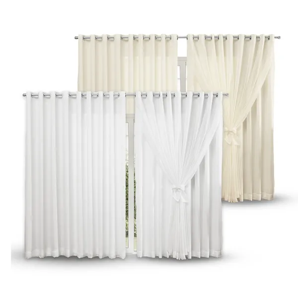 Cortina Voil Forro Microfibra 2M 3M 4M 5M 6 metros Branca Palha Sala Quarto Porta Janela