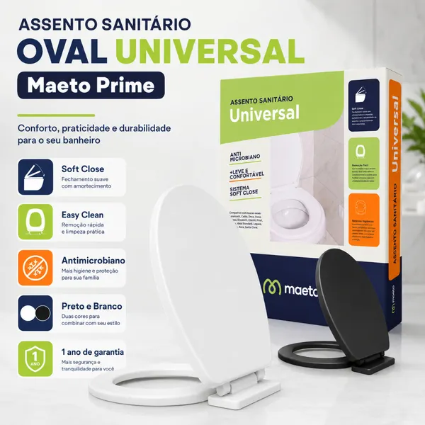 Assento Sanitário Tampa Vaso  Soft Close Oval Izy Deca Uni Celite Eco Plus Logasa Fechamento Suave Anti Impacto 6LPF1.6GP