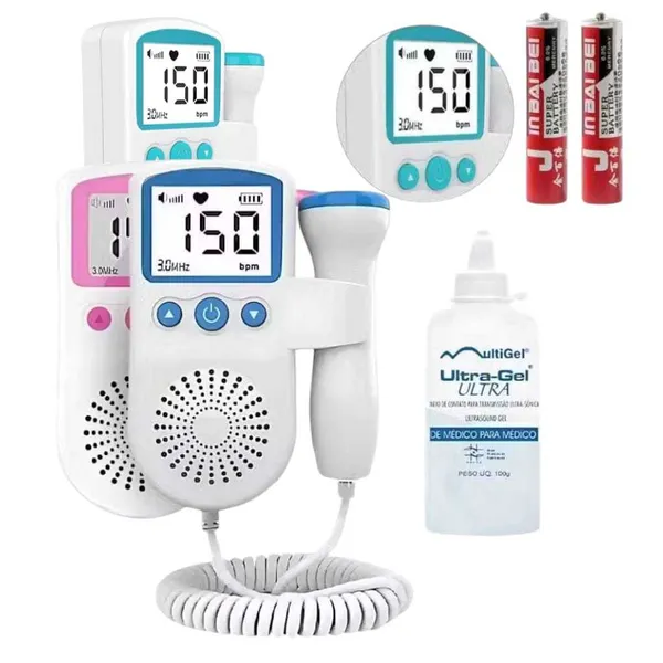 Fetal Doppler Ultrassom Ouvir Batimentos Bebe Gravida + Gel + Pilhas - Envio Rápido