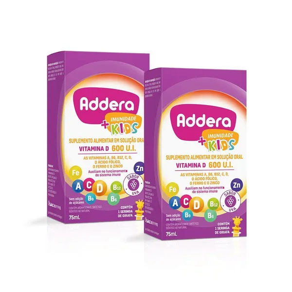 Kit 2 Vitaminas D Addera + Imunidade Kids - 75mL