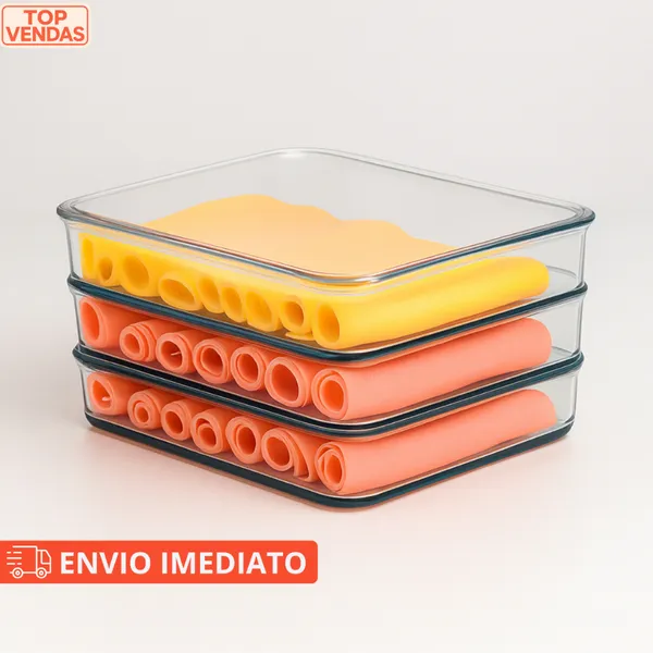 Kit Porta Frios Presunto Queijo Kit Acrílico Resistente Duplex Com Tampa Hermético Empilhável