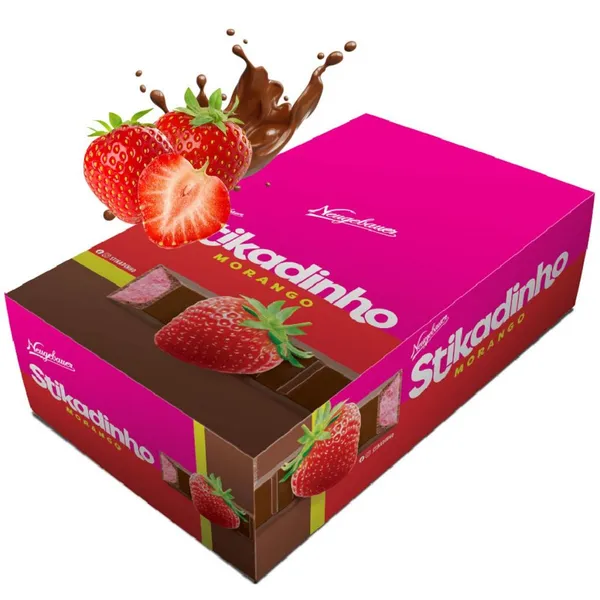 Caixa de Chocolate Stikadinho sabor Morango C/32unidades Neugebauer
