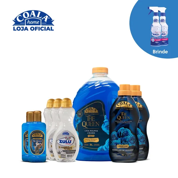 Kit Coala Mega Limpeza Perfumada The Queen - 8 itens + Brinde 2 Passa Fácil Zulu