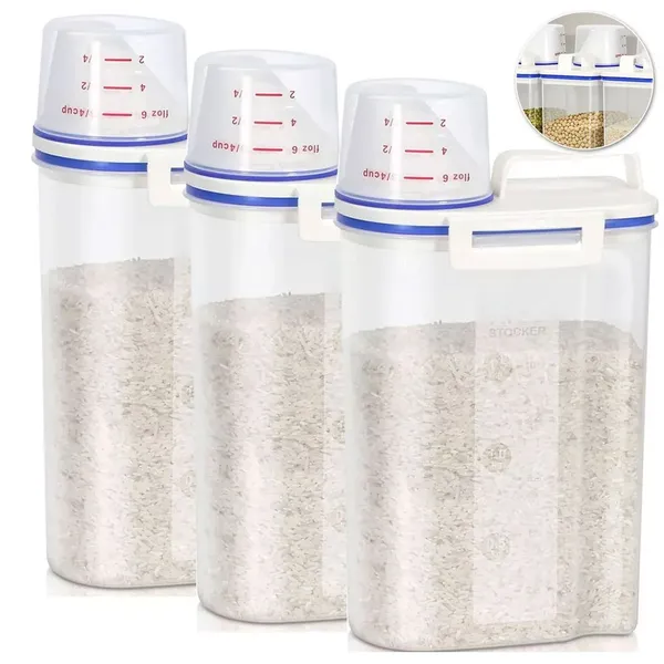 Kit 3 Pote Hermético Com Medidor Dispenser Cereais Grãos