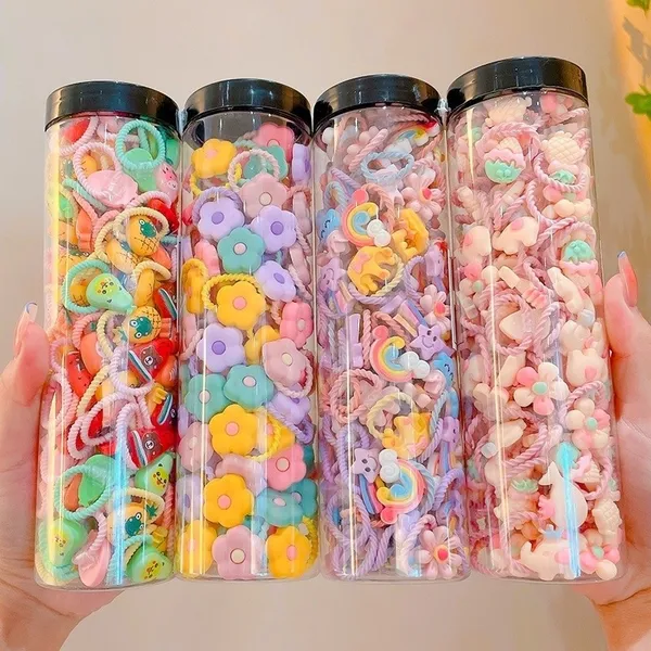 Conjunto De 100 Laços De Cabelo Coloridos Para Criança Elásticos Macios Meninas Pequenas, Acessórios