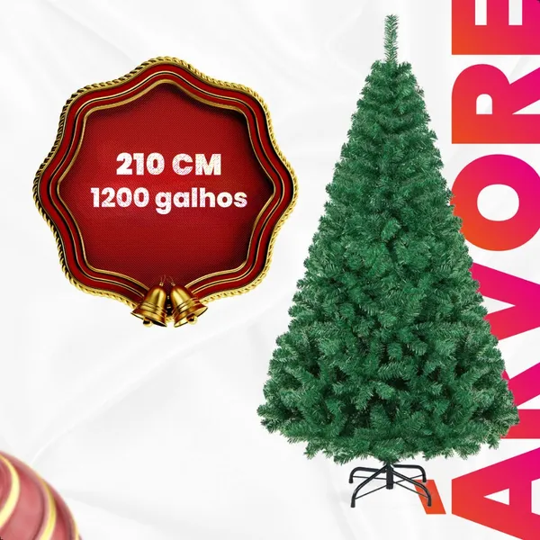 Árvore de Natal 2,10 Metros 1200 Galhos 1,80 Metros 900 Galhos Pinheiro Verde Cheia Luxo Gorda Decoração 180cm 120cm
