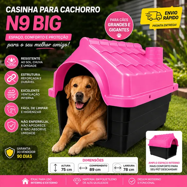 Casinha Plástica Desmontável Cachorros Cães Grande Porte N 9