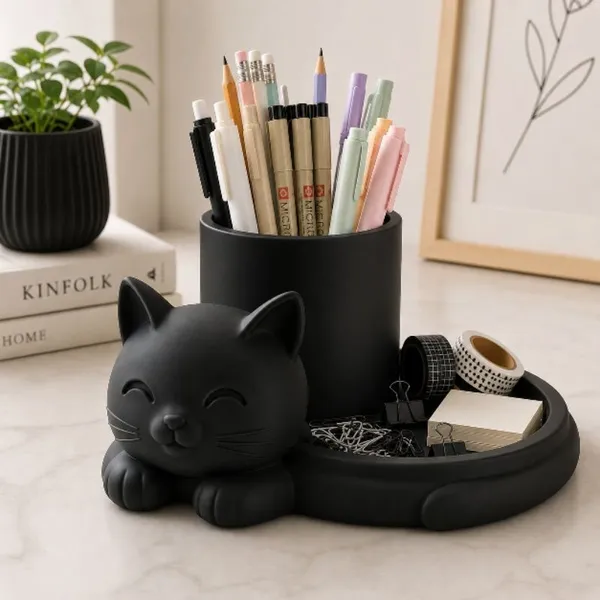 Organizador Gatinho Porta Joias, Pincéis e Canetas