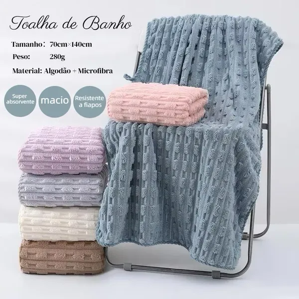 Toalha de Banho Microfibra Grossa 70x140cm  Ultra Absorvente | Não Solta Fiapos | Seca Rápido