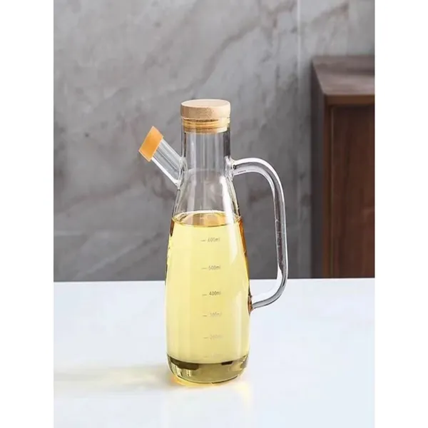 Galheteiro de Vinagre/Azeite com Tampa de Bambu e Bico Dosador Jarra de Vidro 900ml