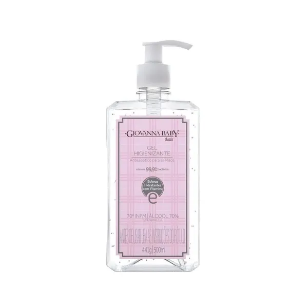 ÁLCOOL EM GEL HIGIENIZANTE GIOVANNA BABY CLASSIC ROSA 500ML