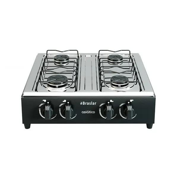 Fogão Cooktop De Mesa ​Portátil A Gás 4 Bocas em Inox Braslar