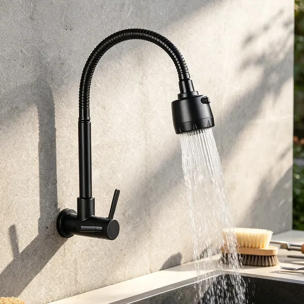 Inox Torneira Prata/Preto Com Chuveiro Com Rotação De 360° Cozinha Luxo Parede Promoção
