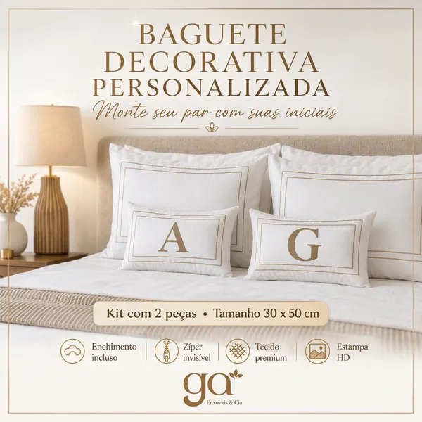 Par Baguetes Almofadas Suede Decorativas Personalizada Com Ziper