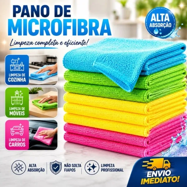 Pano De Limpeza Microfibra  Multiuso Toalha Alta Absorção Direto De Fábrica