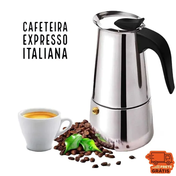 Maquina de Café Cafeteira Italiana 12, 9 Xícaras Expresso e Moka Em Inox 4, 6 Xícaras
