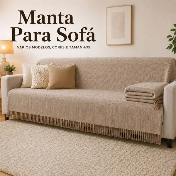 Manta Para Sofá King Luxuosa Gigante 4,00M x 1,80M / 3,00M x 1,80 / 2,40 x 1,80 / 2,10 x 1,20 Decorativa Artesanal