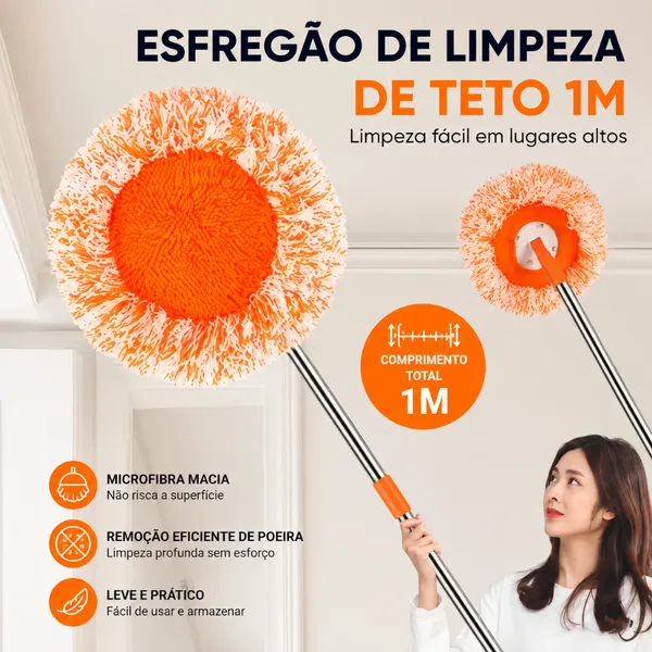 Mop multifuncional giratório de girassol para limpeza de tetos e uso doméstico, mop preguiçoso.