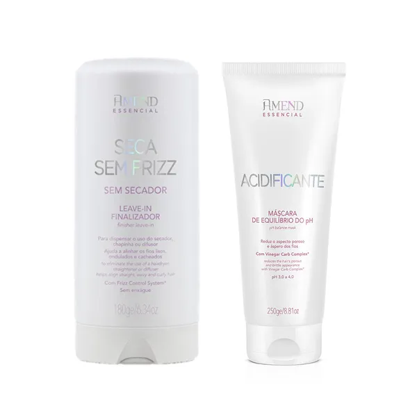 Amend KIT Seca Sem Frizz Leave-in 180g + Acidificante Máscara Equilíbrio do PH 250g