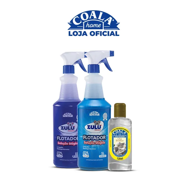 Kit  Flotador Desengordurante Zulu Perfumes/Coala - 1 Lavanda + 1 Tradicional  + 1 Limpador Concentrado Coala 120ml
