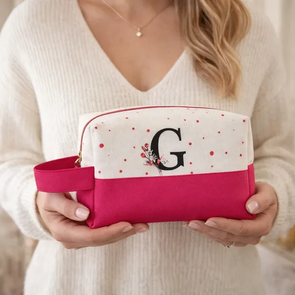 Necessaire Feminina Personalizada com Inicial Box com Alça Porta Maquiagem Bolsa Viagem