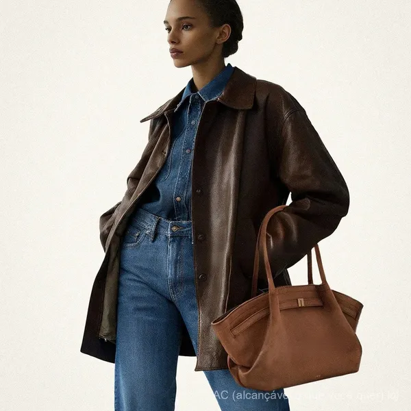 AC Bolsa Axilar Feminina JWPEI Couro Camurça Bolsa Transversal Messenger Moda Nicho Casual Portátil