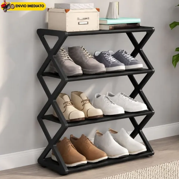 Sapateira Prateleira Sanfonada 4 Andares Organizadora Multiuso Sapatos Livros Brinquedos Compacta Moderna Desmontavel