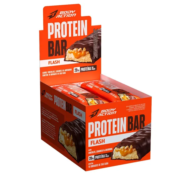 BARRA DE PROTEÍNA SNACKS PROTEIN BAR FLASH 35G 10 UNIDS BODYACTION