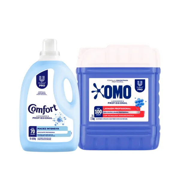 Kit Lava Roupas Lavanderia Pro Omo 7L + Amaciante 5L Comfort