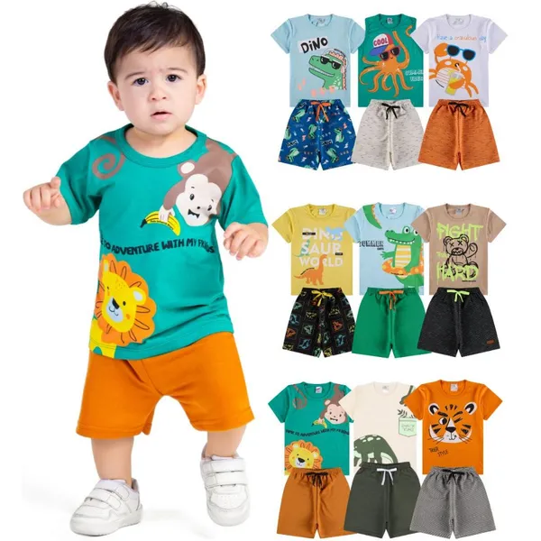 Kit Sortido 6 ou 10 Peças de Roupas Bebê Menino Infantil  de Roupas Bebê Menino Infantil Masculino De Verão