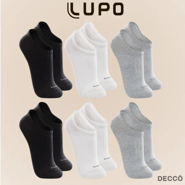 Kit De 6 Pares Meias Cano Invisível Lupo Sport Algodão Soquete Sapatilha Unissex